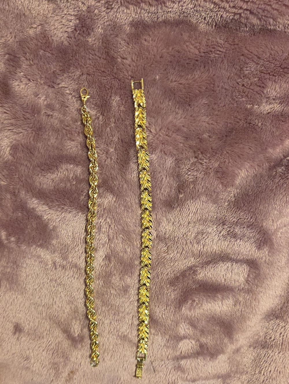 Gold Tone Braided Link Bracelet Pair 925 Italian Silver